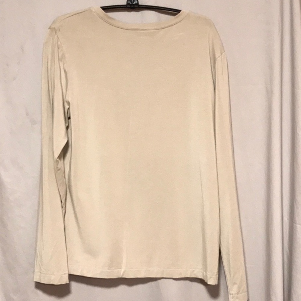 Chicos Tan V-neck Long Sleeve Top Size 1/M/8 - Picture 3 of 5